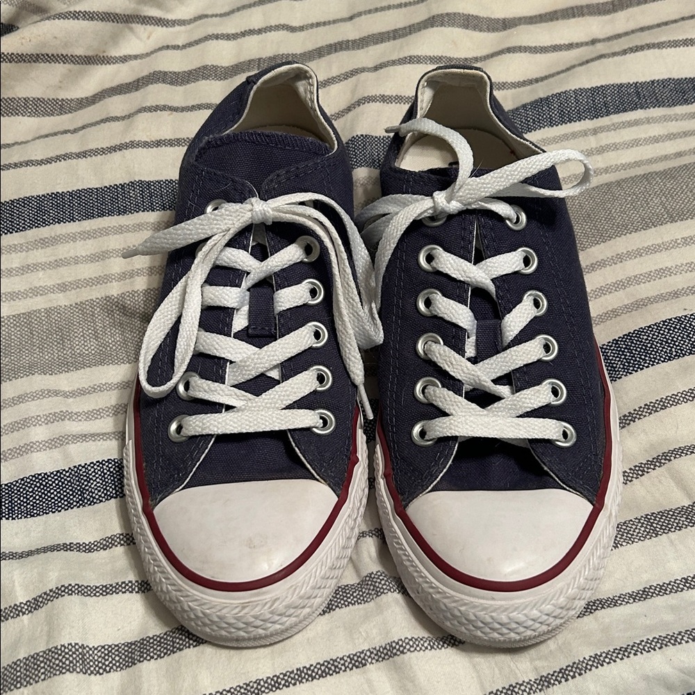 Converse Navy Canvas Sneakers with White Accents